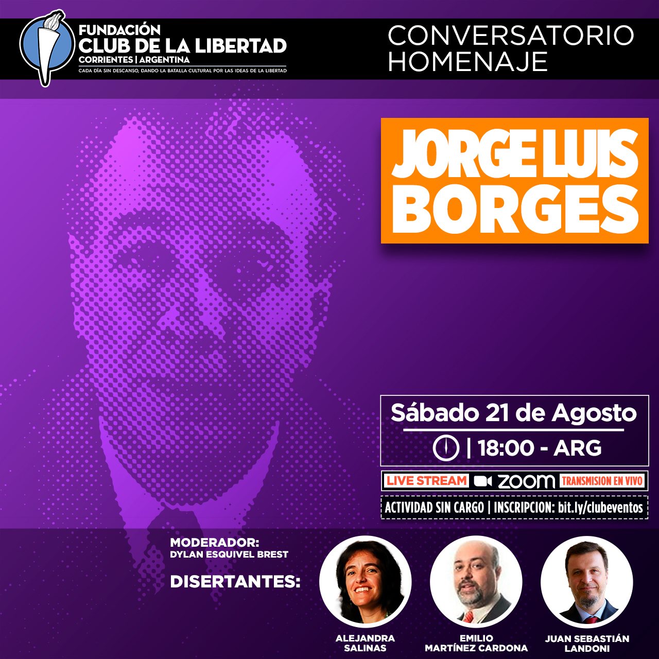 En este momento estás viendo Conversatorio homenaje: Jorge Luis Borges